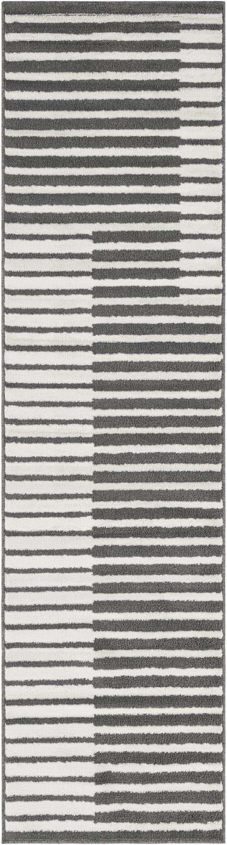 Gray 2' 7 x 10' Norge Runner Area Rug 100% Polypropylene Easy Clean Non Shed Stain Resistant Modern Carpet for Home Interior Design for Sale at Rug Engine
