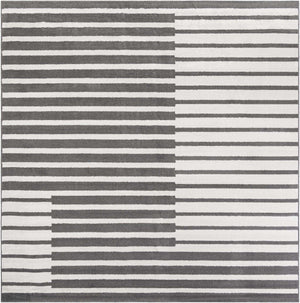 Gray 10' x 10' Norge Square Area Rug 100% Polypropylene Easy Clean Non Shed Stain Resistant Modern Carpet for Home Interior Design for Sale at Rug Engine