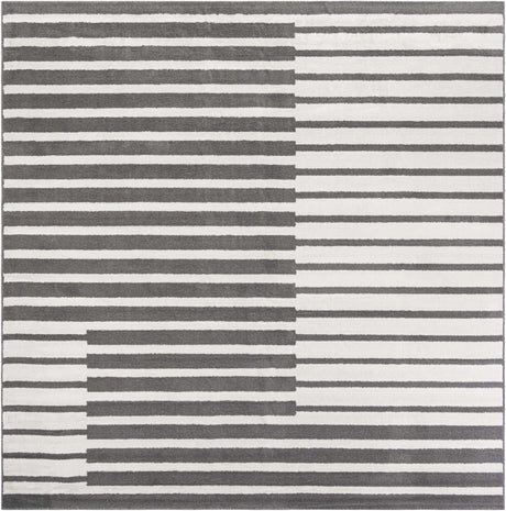 Gray 10' x 10' Norge Square Area Rug 100% Polypropylene Easy Clean Non Shed Stain Resistant Modern Carpet for Home Interior Design for Sale at Rug Engine