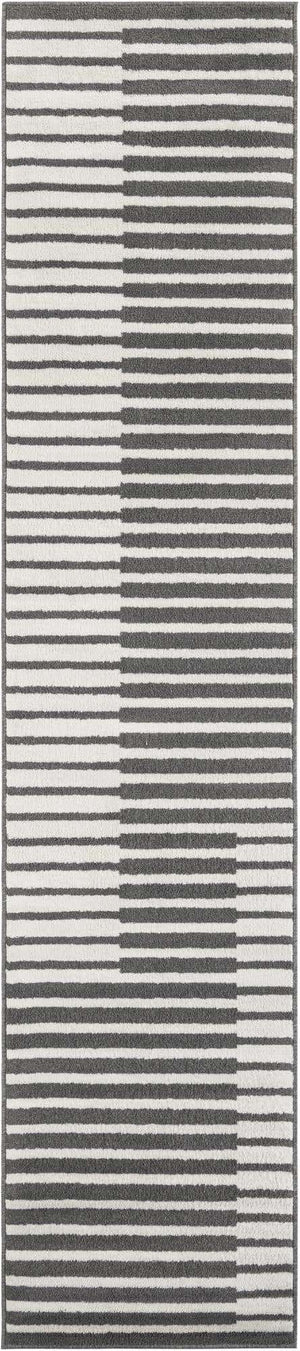 Gray 2' 7 x 12' Norge Runner Area Rug 100% Polypropylene Easy Clean Non Shed Stain Resistant Modern Carpet for Home Interior Design for Sale at Rug Engine