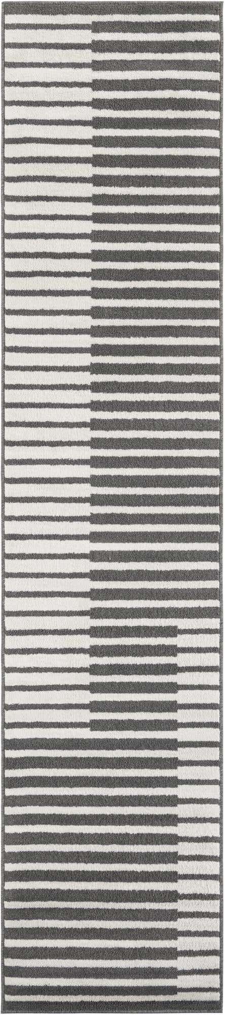 Gray 2' 7 x 12' Norge Runner Area Rug 100% Polypropylene Easy Clean Non Shed Stain Resistant Modern Carpet for Home Interior Design for Sale at Rug Engine
