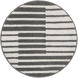Gray 3' 1 x 3' 1 Norge Round Area Rug 100% Polypropylene Easy Clean Non Shed Stain Resistant Modern Carpet for Home Interior Design for Sale at Rug Engine