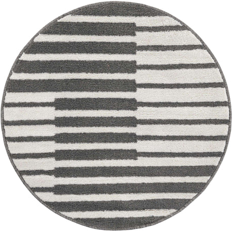 Gray 3' 1 x 3' 1 Norge Round Area Rug 100% Polypropylene Easy Clean Non Shed Stain Resistant Modern Carpet for Home Interior Design for Sale at Rug Engine