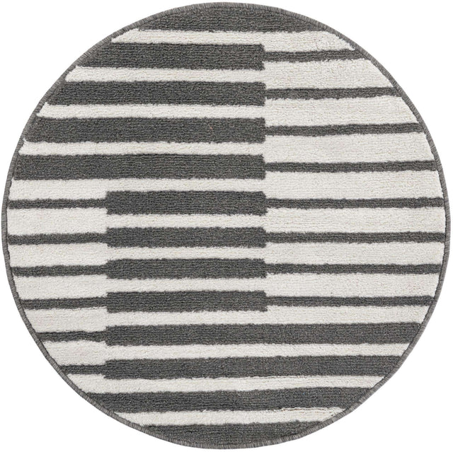 Gray 3' 1 x 3' 1 Norge Round Area Rug 100% Polypropylene Easy Clean Non Shed Stain Resistant Modern Carpet for Home Interior Design for Sale at Rug Engine