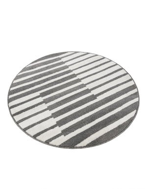 Gray 4' 1 x 4' 1 Norge Round Area Rug 100% Polypropylene Easy Clean Non Shed Stain Resistant Modern Carpet for Home Interior Design for Sale at Rug Engine