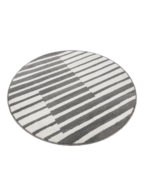 Gray 4' 1 x 4' 1 Norge Round Area Rug 100% Polypropylene Easy Clean Non Shed Stain Resistant Modern Carpet for Home Interior Design for Sale at Rug Engine
