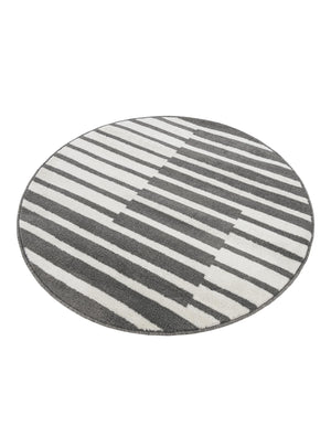 Gray 4' 1 x 4' 1 Norge Round Area Rug 100% Polypropylene Easy Clean Non Shed Stain Resistant Modern Carpet for Home Interior Design for Sale at Rug Engine