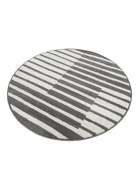 Gray 4' 1 x 4' 1 Norge Round Area Rug 100% Polypropylene Easy Clean Non Shed Stain Resistant Modern Carpet for Home Interior Design for Sale at Rug Engine