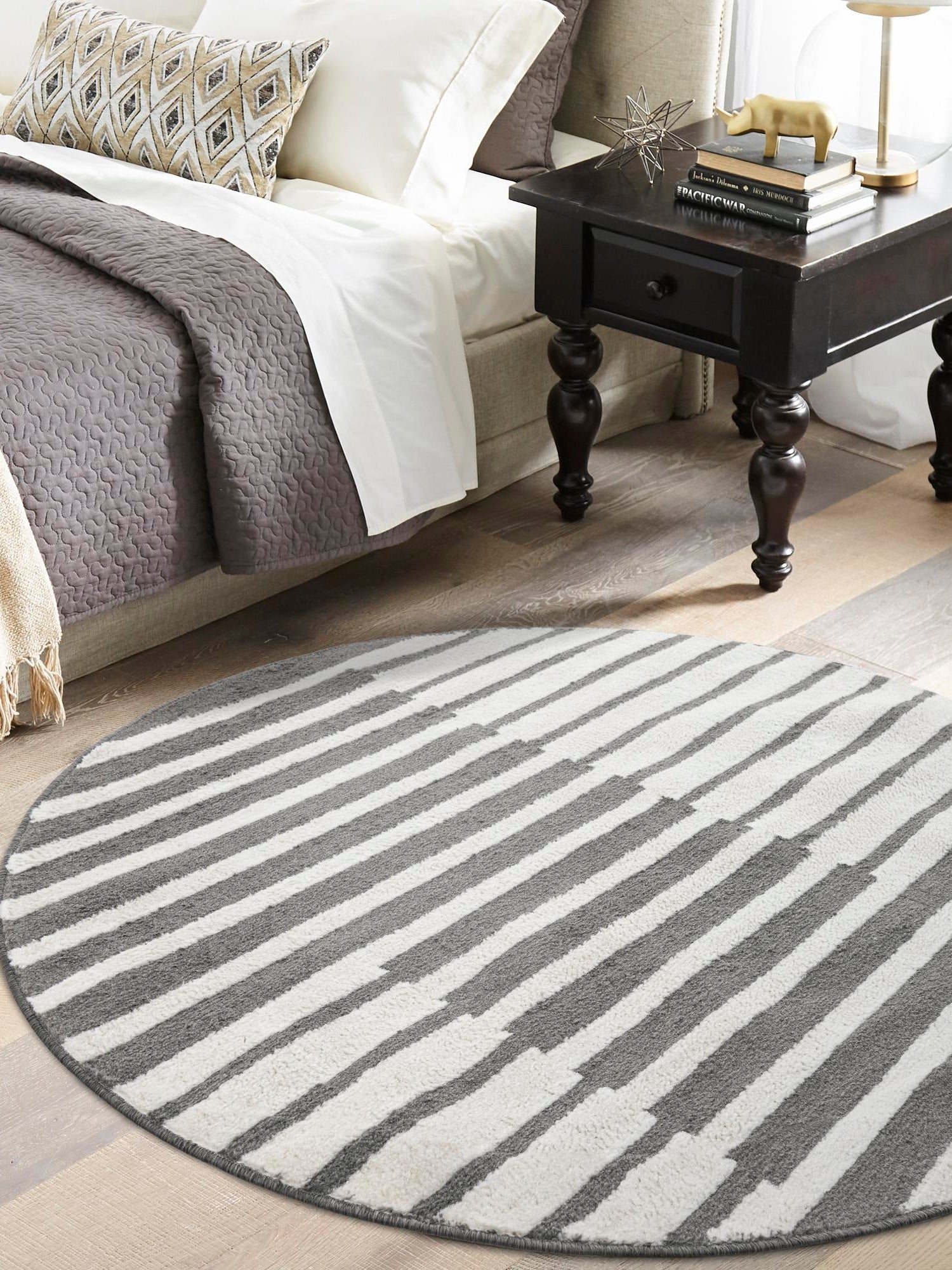 Gray 10' x 10' Norge Round Area Rug 100% Polypropylene Easy Clean Non Shed Stain Resistant Modern Carpet for Home Interior Design for Sale at Rug Engine