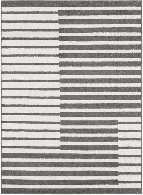 Gray 5' 1 x 7' 1 Norge Rectangle Area Rug 100% Polypropylene Easy Clean Non Shed Stain Resistant Modern Carpet for Home Interior Design for Sale at Rug Engine