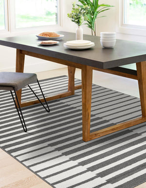 Gray 5' 1 x 8' Norge Rectangle Area Rug 100% Polypropylene Easy Clean Non Shed Stain Resistant Modern Carpet for Home Interior Design for Sale at Rug Engine