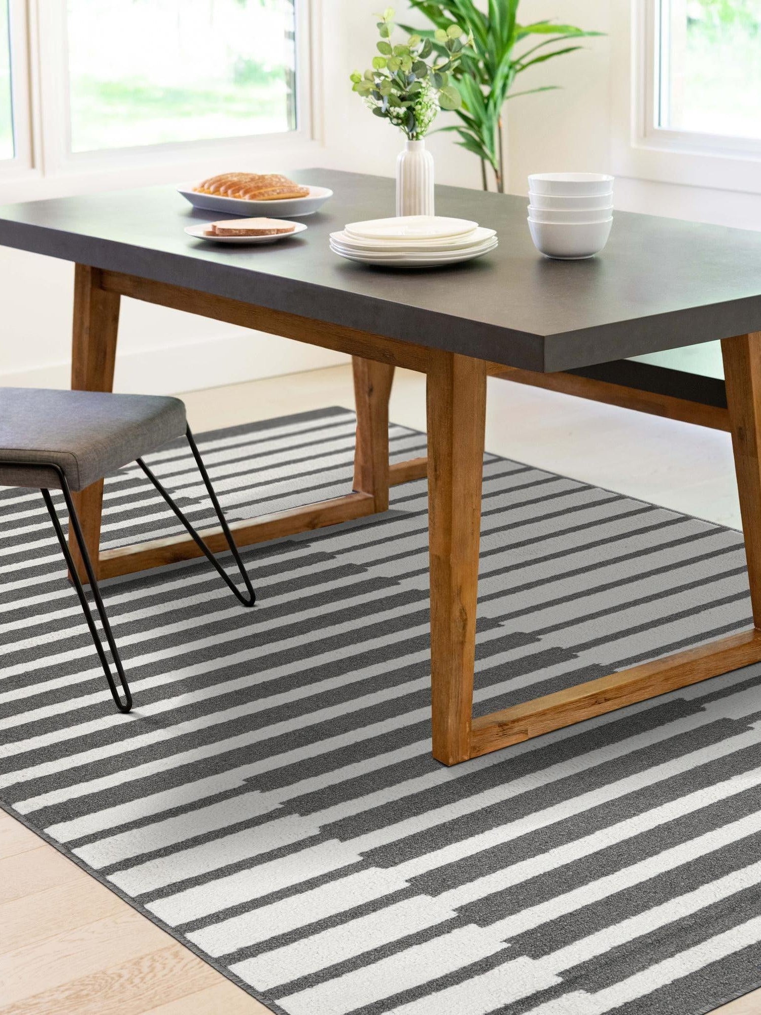 Gray 9' x 12' Norge Rectangle Area Rug 100% Polypropylene Easy Clean Non Shed Stain Resistant Modern Carpet for Home Interior Design for Sale at Rug Engine