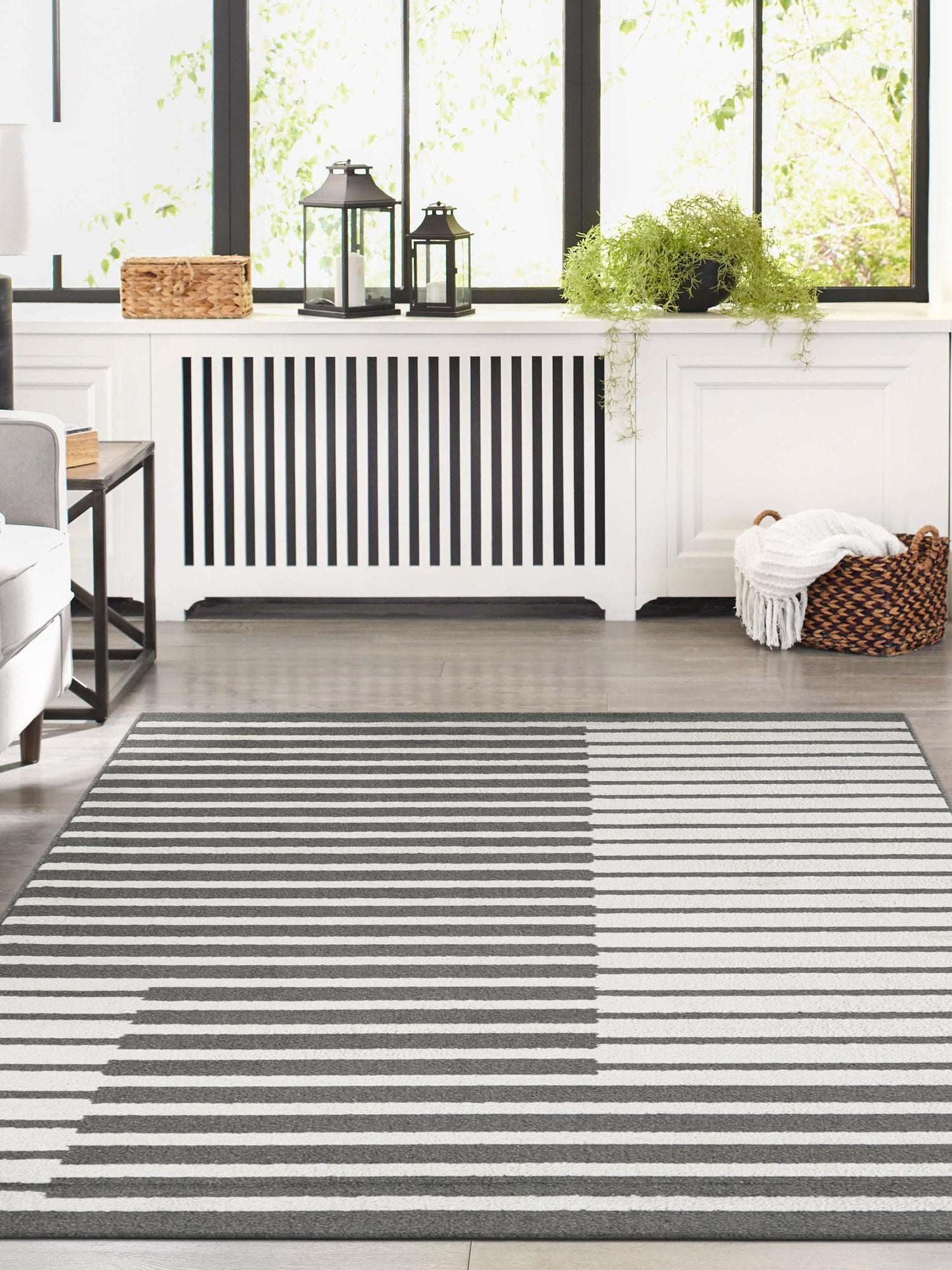 Gray 9' x 12' Norge Rectangle Area Rug 100% Polypropylene Easy Clean Non Shed Stain Resistant Modern Carpet for Home Interior Design for Sale at Rug Engine