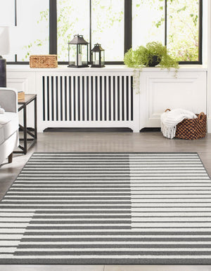 Gray 6' 1 x 9' Norge Rectangle Area Rug 100% Polypropylene Easy Clean Non Shed Stain Resistant Modern Carpet for Home Interior Design for Sale at Rug Engine