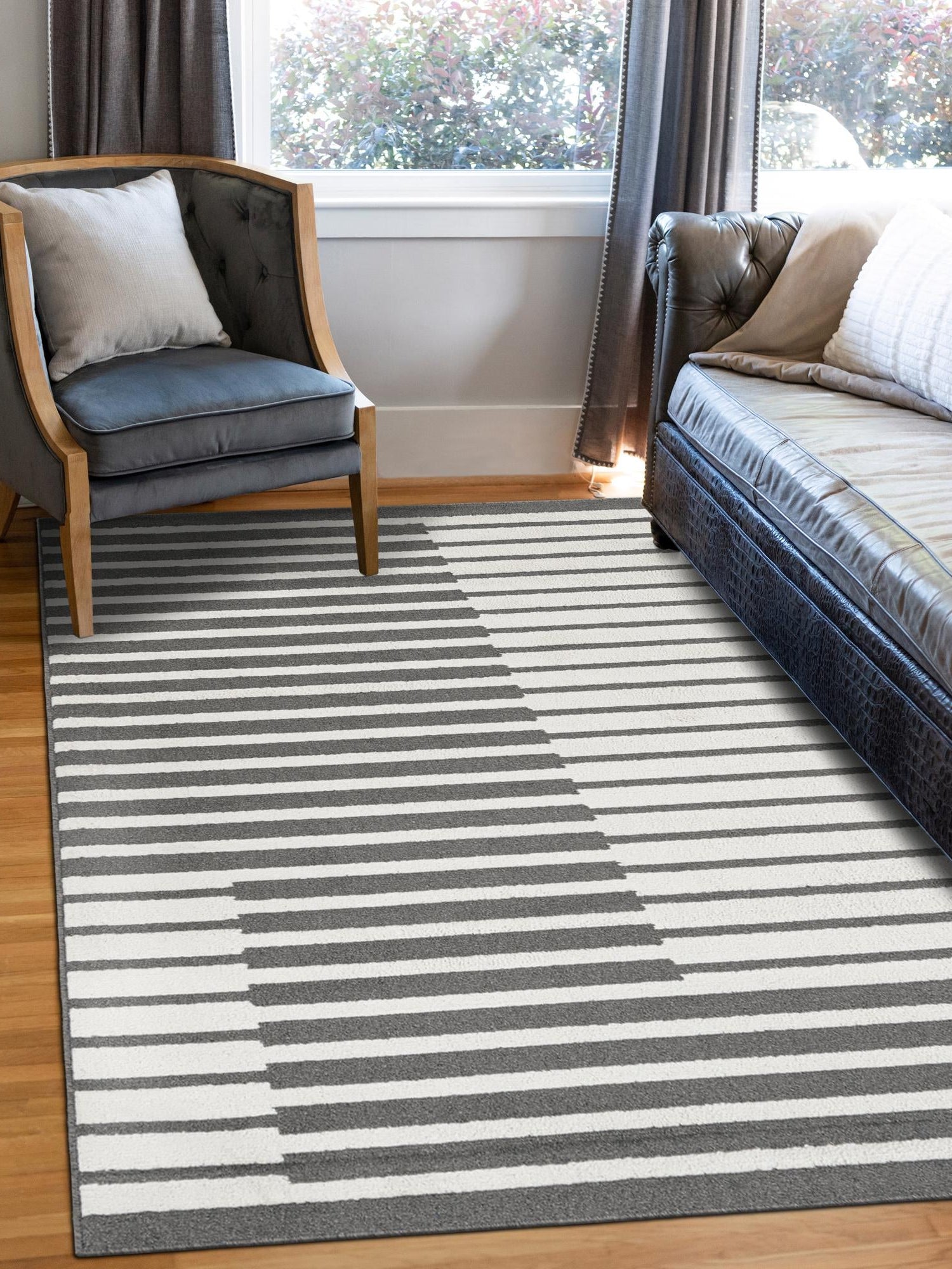 Gray 5' 1 x 8' Norge Rectangle Area Rug 100% Polypropylene Easy Clean Non Shed Stain Resistant Modern Carpet for Home Interior Design for Sale at Rug Engine