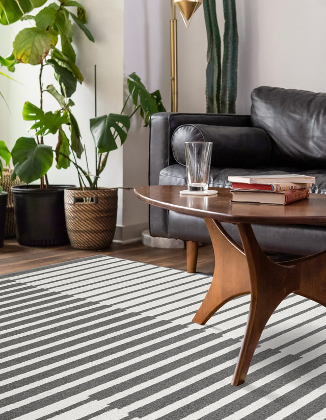 Gray 6' 1 x 9' Norge Rectangle Area Rug 100% Polypropylene Easy Clean Non Shed Stain Resistant Modern Carpet for Home Interior Design for Sale at Rug Engine