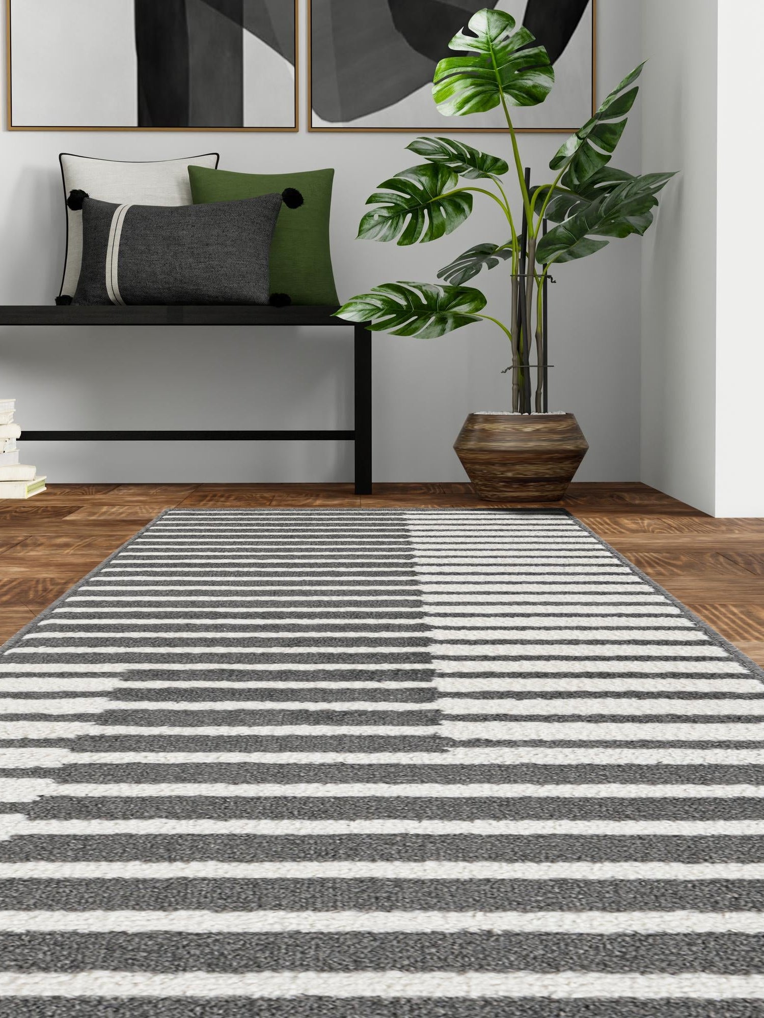 Gray 2' x 8' Norge Runner Area Rug 100% Polypropylene Easy Clean Non Shed Stain Resistant Modern Carpet for Home Interior Design for Sale at Rug Engine