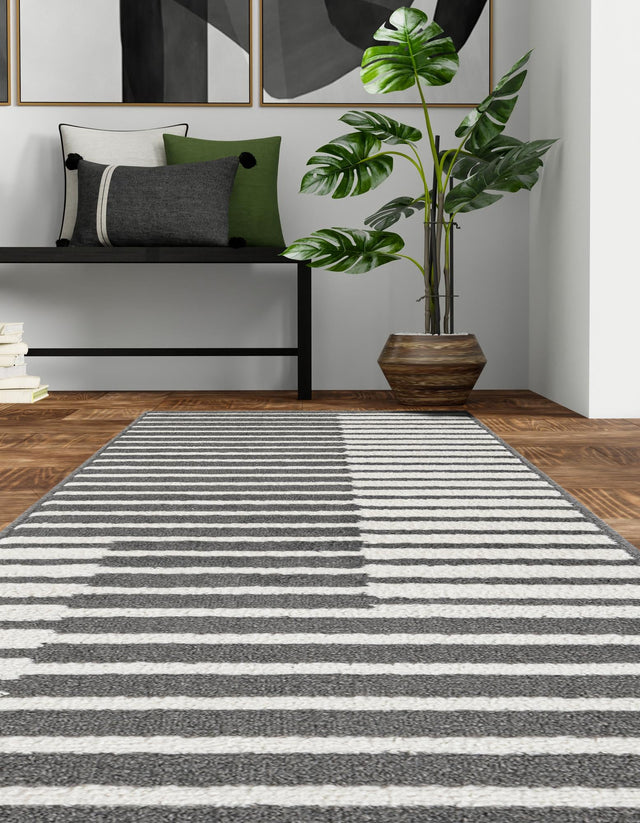 Gray 2' x 8' Norge Runner Area Rug 100% Polypropylene Easy Clean Non Shed Stain Resistant Modern Carpet for Home Interior Design for Sale at Rug Engine