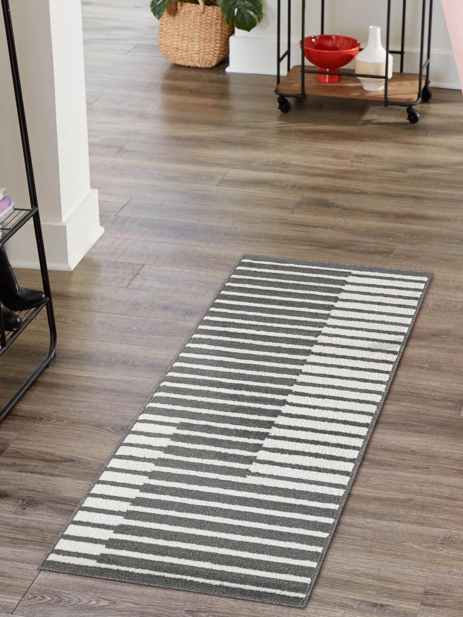 Gray 2' x 6' 1 Norge Runner Area Rug 100% Polypropylene Easy Clean Non Shed Stain Resistant Modern Carpet for Home Interior Design for Sale at Rug Engine