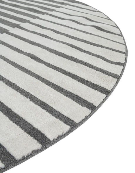 Gray 4' 1 x 4' 1 Norge Round Area Rug 100% Polypropylene Easy Clean Non Shed Stain Resistant Modern Carpet for Home Interior Design for Sale at Rug Engine