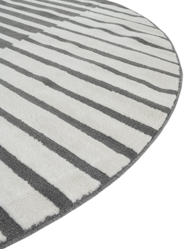 Gray 4' 1 x 4' 1 Norge Round Area Rug 100% Polypropylene Easy Clean Non Shed Stain Resistant Modern Carpet for Home Interior Design for Sale at Rug Engine