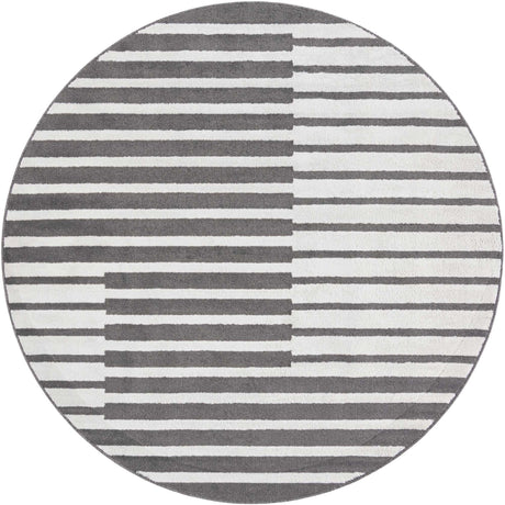Gray 7' 10 x 7' 10 Norge Round Area Rug 100% Polypropylene Easy Clean Non Shed Stain Resistant Modern Carpet for Home Interior Design for Sale at Rug Engine