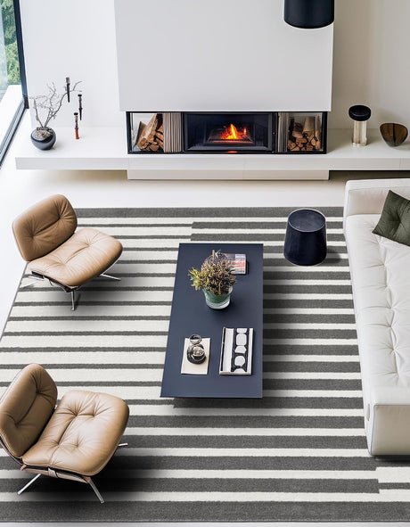 Gray 7' 10 x 7' 10 Norge Square Area Rug 100% Polypropylene Easy Clean Non Shed Stain Resistant Modern Carpet for Home Interior Design for Sale at Rug Engine