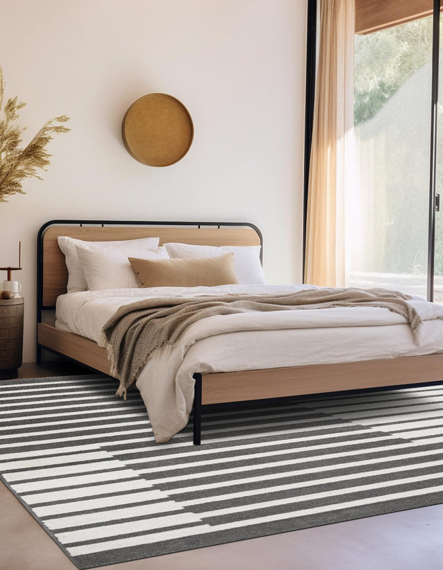 Gray 7' 10 x 7' 10 Norge Square Area Rug 100% Polypropylene Easy Clean Non Shed Stain Resistant Modern Carpet for Home Interior Design for Sale at Rug Engine