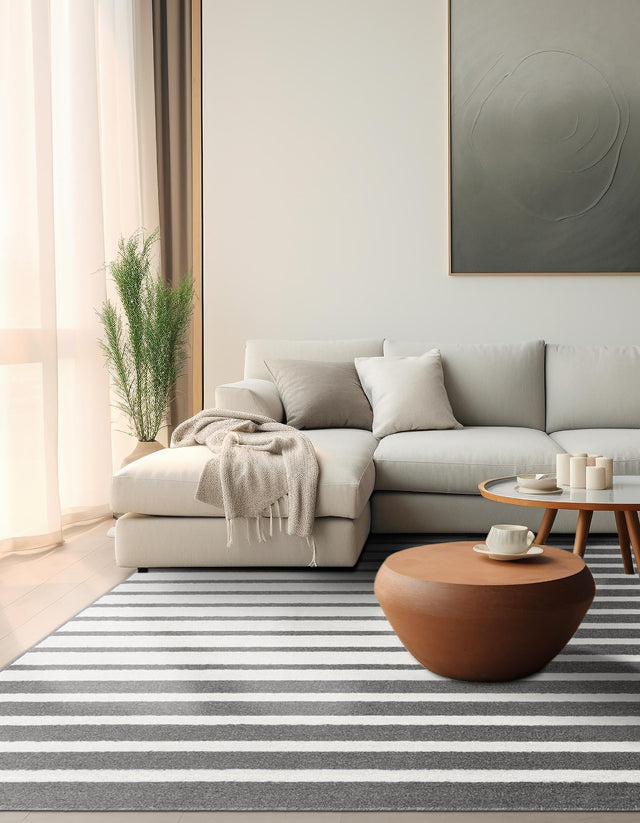 Gray 7' 10 x 7' 10 Norge Square Area Rug 100% Polypropylene Easy Clean Non Shed Stain Resistant Modern Carpet for Home Interior Design for Sale at Rug Engine