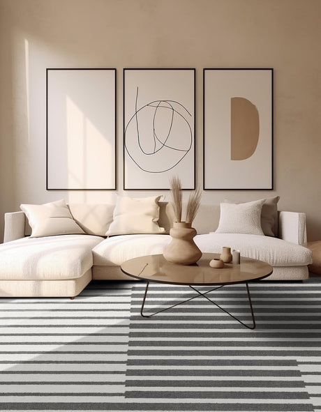 Gray 7' 10 x 7' 10 Norge Square Area Rug 100% Polypropylene Easy Clean Non Shed Stain Resistant Modern Carpet for Home Interior Design for Sale at Rug Engine