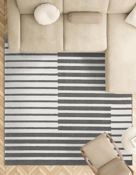 Gray 7' 10 x 7' 10 Norge Square Area Rug 100% Polypropylene Easy Clean Non Shed Stain Resistant Modern Carpet for Home Interior Design for Sale at Rug Engine