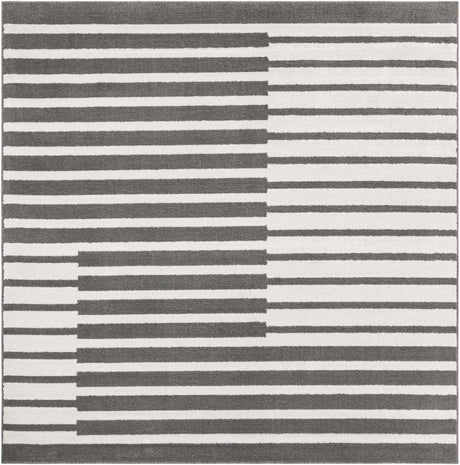 Gray 7' 10 x 7' 10 Norge Square Area Rug 100% Polypropylene Easy Clean Non Shed Stain Resistant Modern Carpet for Home Interior Design for Sale at Rug Engine