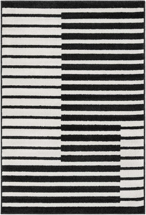 Black 4' 1 x 6' 1 Norge Rectangle Area Rug 100% Polypropylene Easy Clean Non Shed Stain Resistant Modern Carpet for Home Interior Design for Sale at Rug Engine