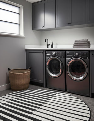 Black 10' x 10' Norge Round Area Rug 100% Polypropylene Easy Clean Non Shed Stain Resistant Modern Carpet for Home Interior Design for Sale at Rug Engine