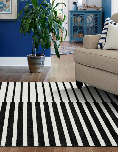 Black 10' x 13' 1 Norge Rectangle Area Rug 100% Polypropylene Easy Clean Non Shed Stain Resistant Modern Carpet for Home Interior Design for Sale at Rug Engine