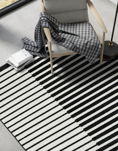 Black 2' x 3' 1 Norge Rectangle Area Rug 100% Polypropylene Easy Clean Non Shed Stain Resistant Modern Carpet for Home Interior Design for Sale at Rug Engine