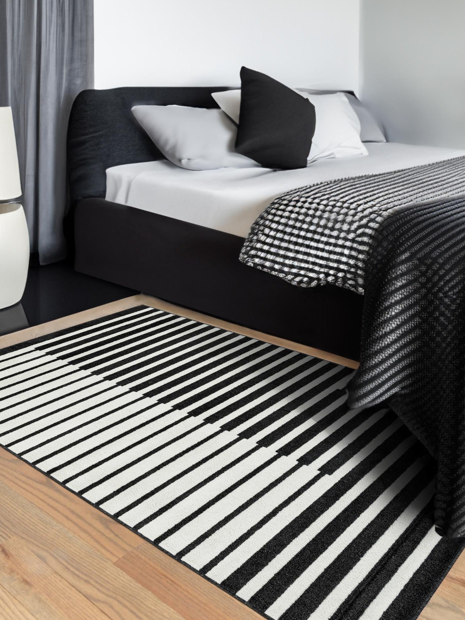 Black 10' x 13' 1 Norge Rectangle Area Rug 100% Polypropylene Easy Clean Non Shed Stain Resistant Modern Carpet for Home Interior Design for Sale at Rug Engine