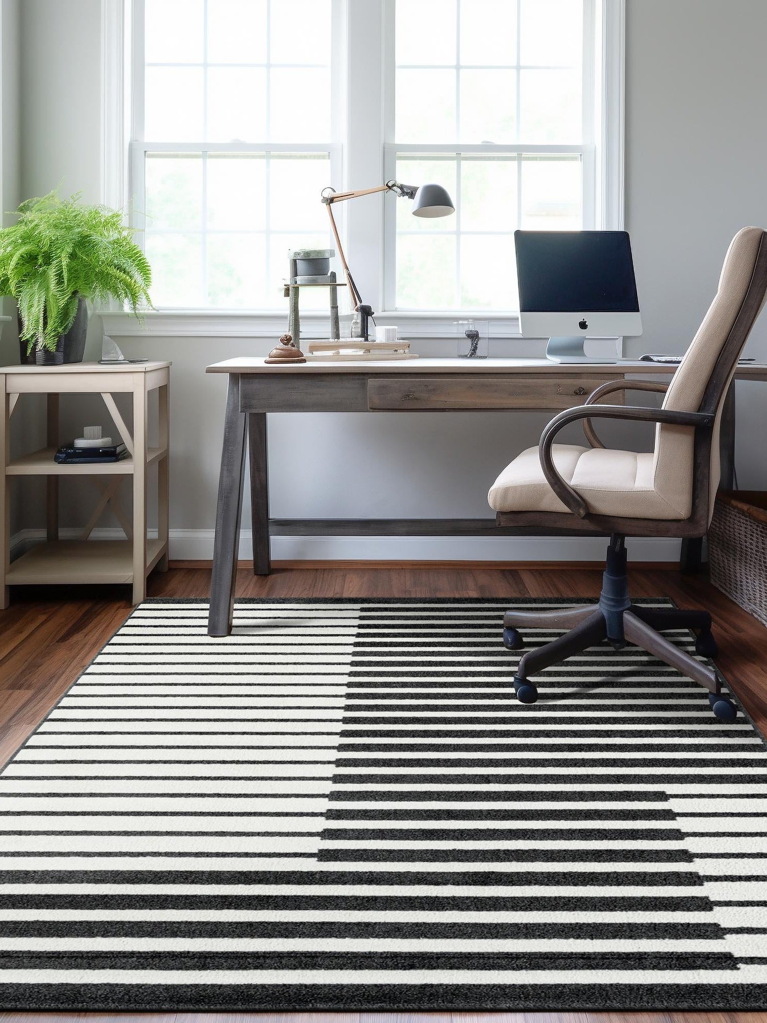 Black 7' 10 x 10' Norge Rectangle Area Rug 100% Polypropylene Easy Clean Non Shed Stain Resistant Modern Carpet for Home Interior Design for Sale at Rug Engine