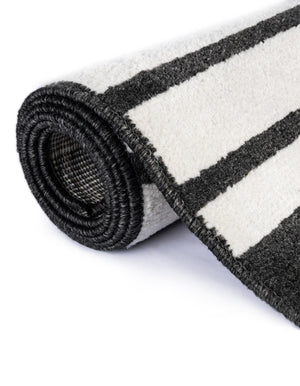 Black 6' 1 x 9' Norge Rectangle Area Rug 100% Polypropylene Easy Clean Non Shed Stain Resistant Modern Carpet for Home Interior Design for Sale at Rug Engine