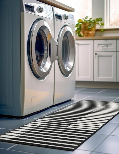 Black 2' x 6' 1 Norge Runner Area Rug 100% Polypropylene Easy Clean Non Shed Stain Resistant Modern Carpet for Home Interior Design for Sale at Rug Engine