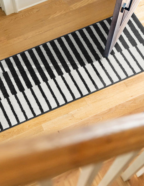 Black 2' x 8' Norge Runner Area Rug 100% Polypropylene Easy Clean Non Shed Stain Resistant Modern Carpet for Home Interior Design for Sale at Rug Engine