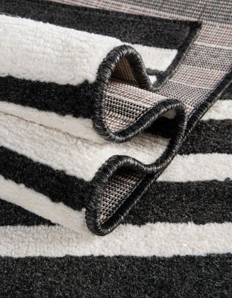 Black 2' x 6' 1 Norge Runner Area Rug 100% Polypropylene Easy Clean Non Shed Stain Resistant Modern Carpet for Home Interior Design for Sale at Rug Engine