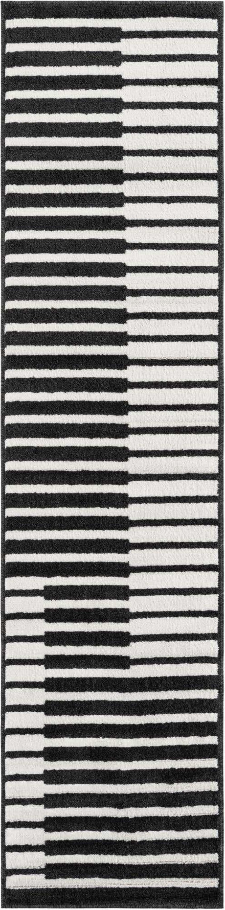 Black 2' x 8' Norge Runner Area Rug 100% Polypropylene Easy Clean Non Shed Stain Resistant Modern Carpet for Home Interior Design for Sale at Rug Engine