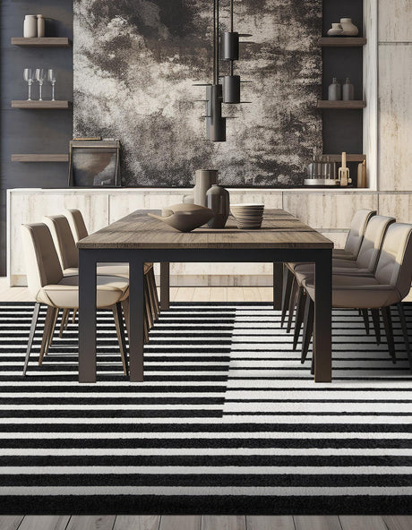 Black 7' 10 x 7' 10 Norge Square Area Rug 100% Polypropylene Easy Clean Non Shed Stain Resistant Modern Carpet for Home Interior Design for Sale at Rug Engine