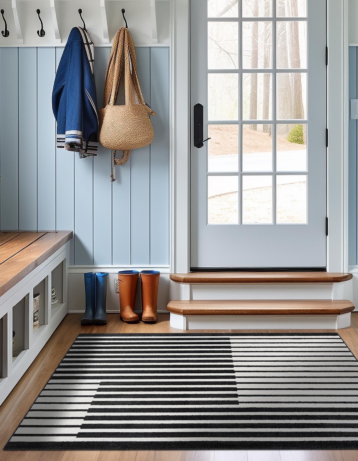 Black 10' x 10' Norge Square Area Rug 100% Polypropylene Easy Clean Non Shed Stain Resistant Modern Carpet for Home Interior Design for Sale at Rug Engine