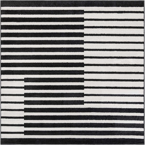 Black 7' 10 x 7' 10 Norge Square Area Rug 100% Polypropylene Easy Clean Non Shed Stain Resistant Modern Carpet for Home Interior Design for Sale at Rug Engine