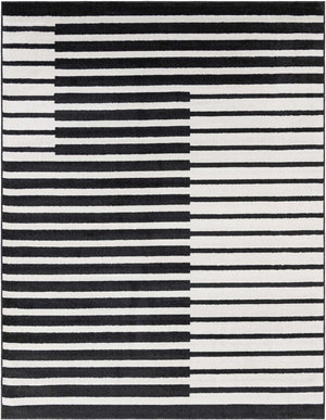 Black 7' 10 x 10' Norge Rectangle Area Rug 100% Polypropylene Easy Clean Non Shed Stain Resistant Modern Carpet for Home Interior Design for Sale at Rug Engine