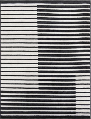 Black 9' x 12' Norge Rectangle Area Rug 100% Polypropylene Easy Clean Non Shed Stain Resistant Modern Carpet for Home Interior Design for Sale at Rug Engine