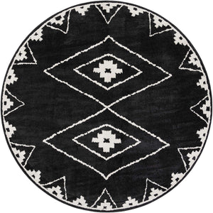 Black 10' x 10' Norge Round Area Rug 100% Polypropylene Easy Clean Non Shed Stain Resistant Modern Carpet for Home Interior Design for Sale at Rug Engine