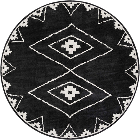 Black 10' x 10' Norge Round Area Rug 100% Polypropylene Easy Clean Non Shed Stain Resistant Modern Carpet for Home Interior Design for Sale at Rug Engine